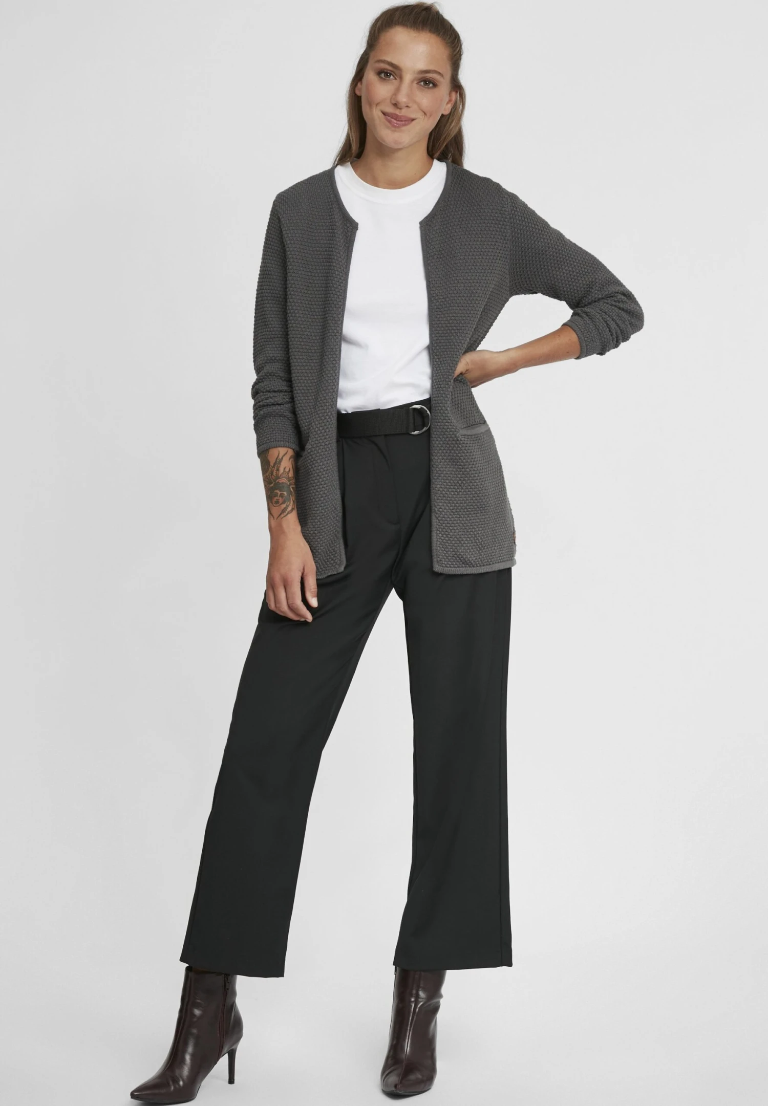 OXMO OxhildaCardiganPewter Donna Maglieria 1OX21I014-C11 2 OXMO OxhildaCardiganPewter Donna Maglieria 1OX21I014-C11 - immagine 2