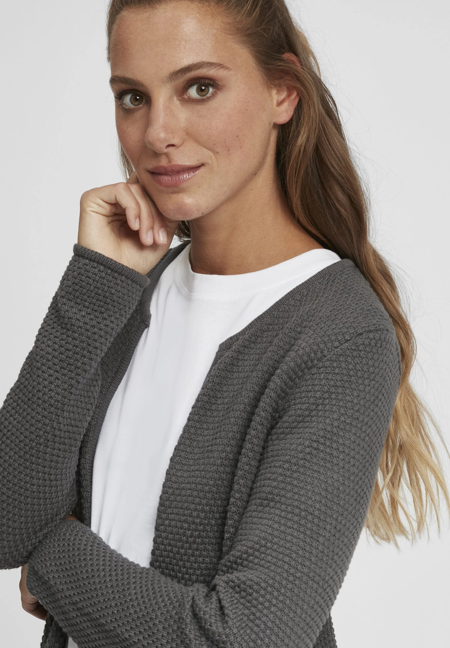 OXMO OxhildaCardiganPewter Donna Maglieria 1OX21I014-C11 4 OXMO OxhildaCardiganPewter Donna Maglieria 1OX21I014-C11 - immagine 4