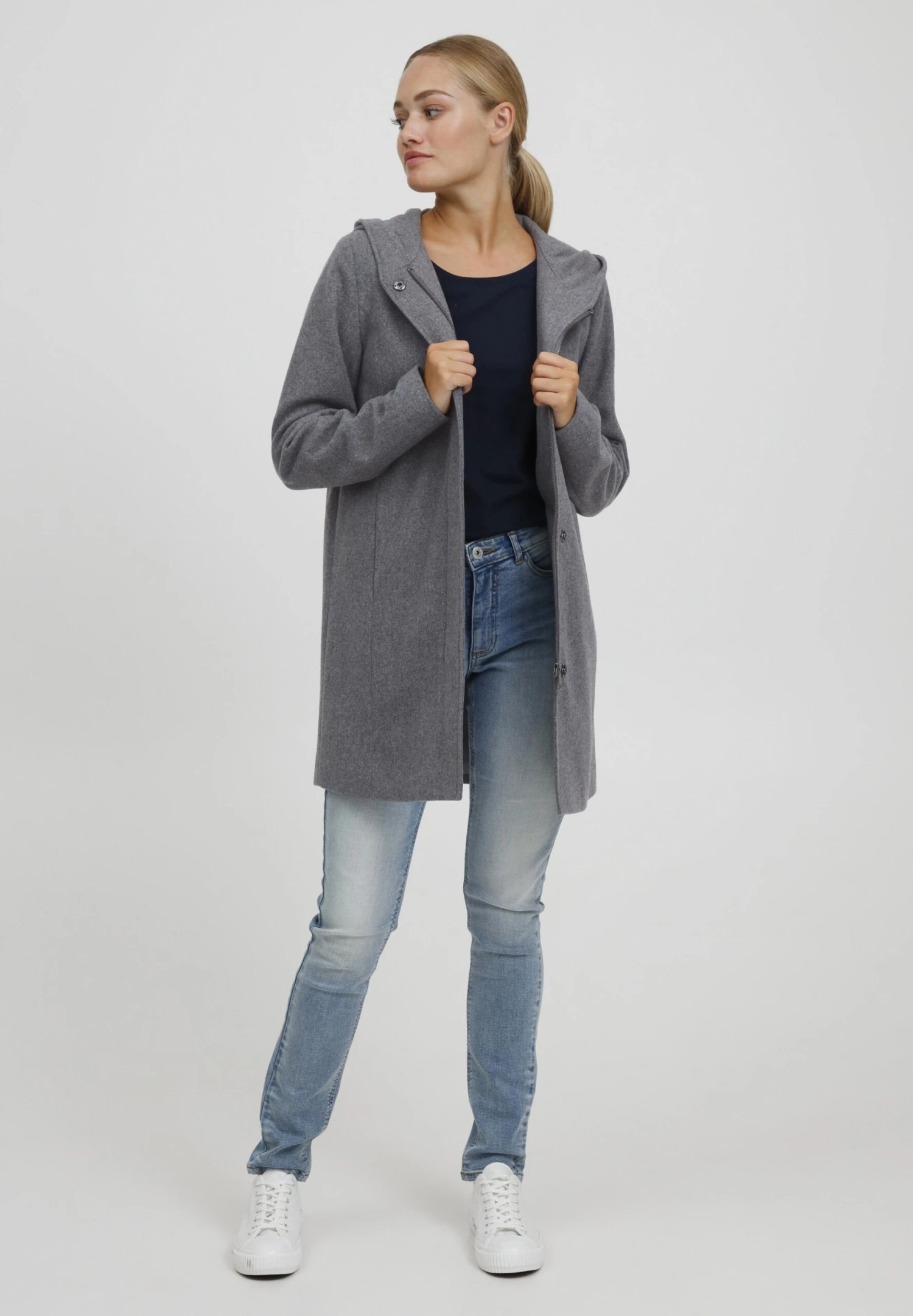 OXMO Oxnelina - Cappotto Invernale - Medium Grey Melange 2 OXMO Oxnelina - Cappotto Invernale - Medium Grey Melange - immagine 2