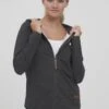 OXMO OxwandaFelpa Con ZipDar Grey M Donna Felpe 1OX21I01M-C11