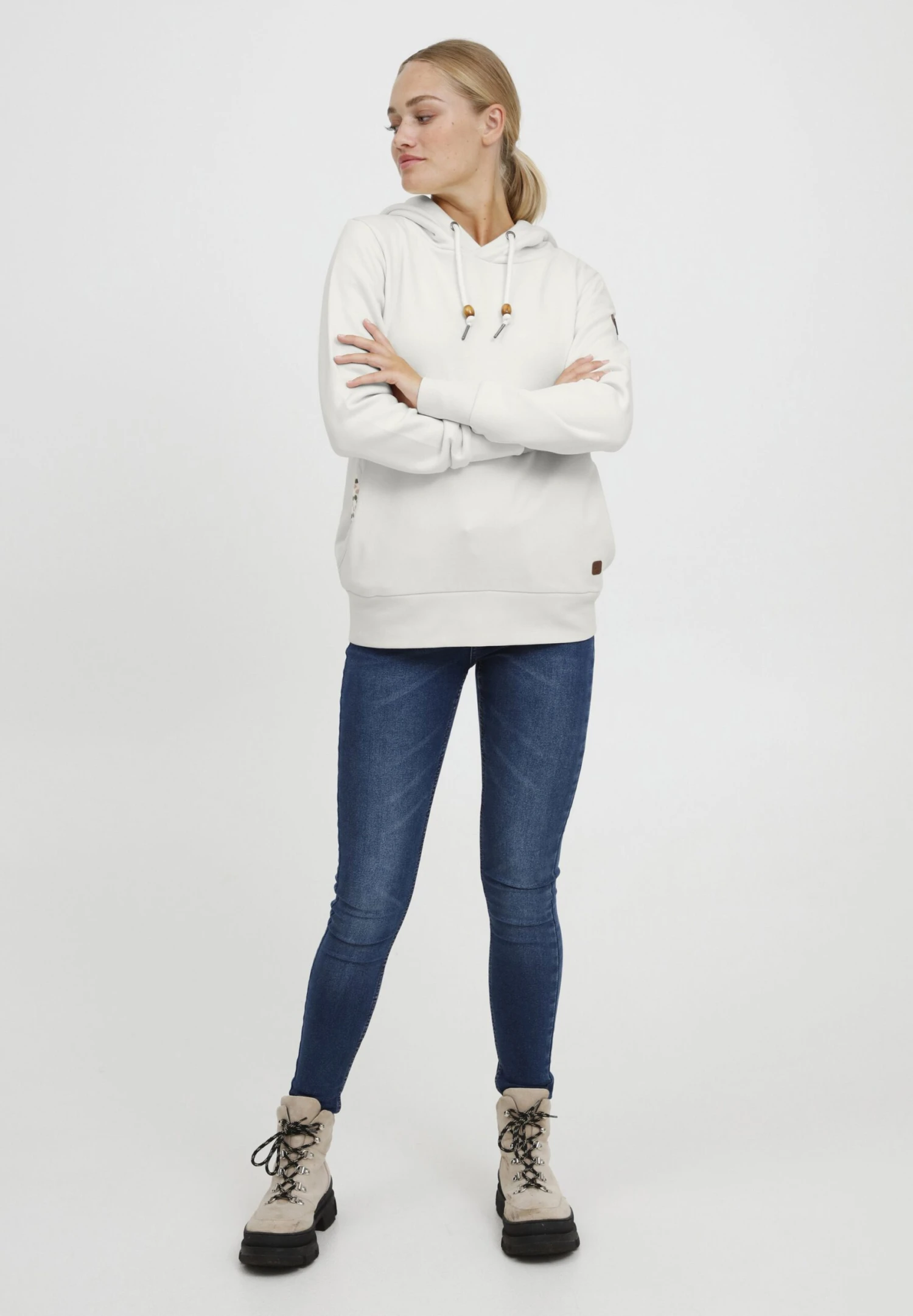 OXMO OxulrikaFelpa Con CappuccioBirch Donna Felpe 1OX21J016-B11 2 OXMO OxulrikaFelpa Con CappuccioBirch Donna Felpe 1OX21J016-B11 - immagine 2