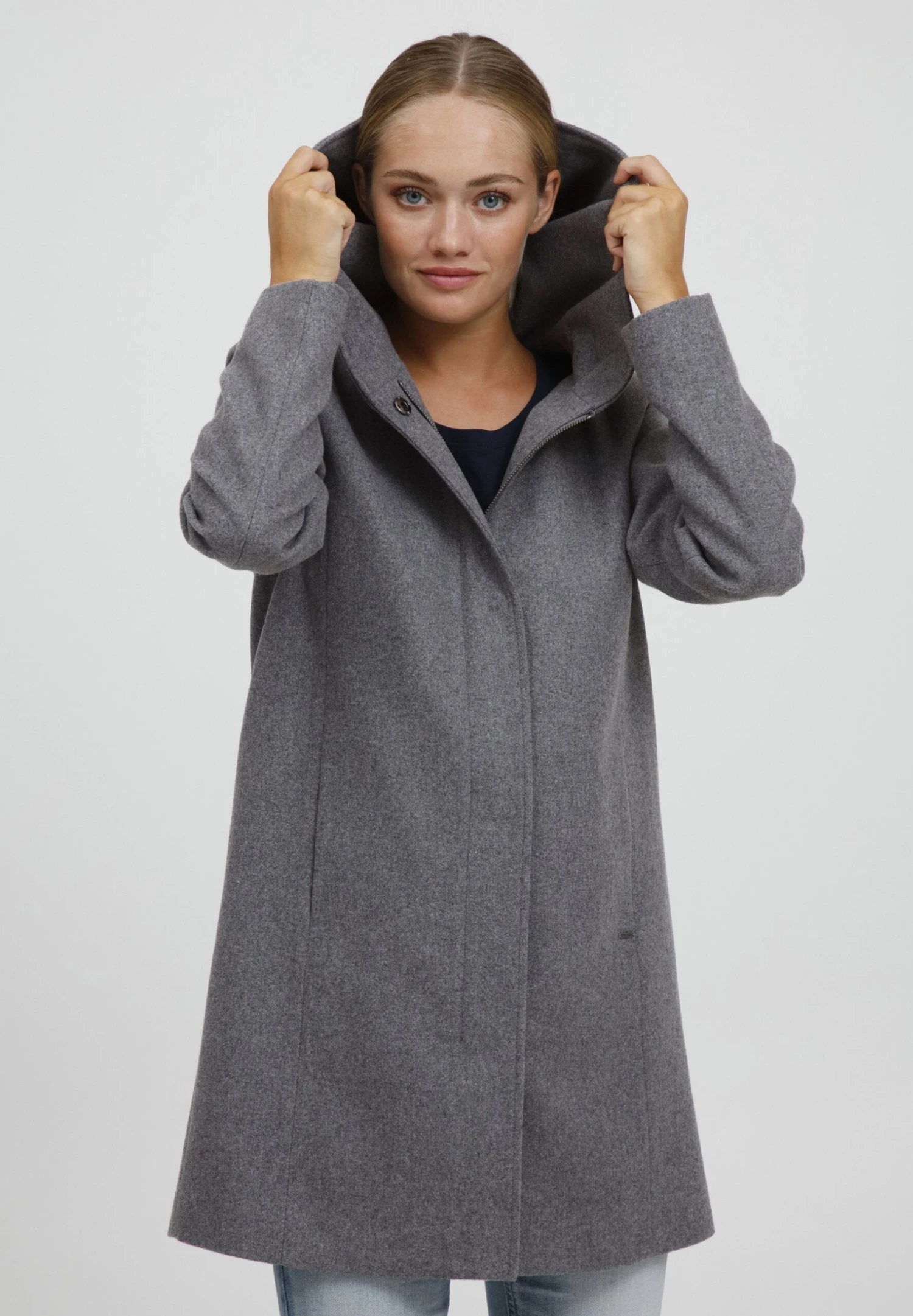 OXMO Oxnelina - Cappotto Invernale - Medium Grey Melange 1 OXMO Oxnelina - Cappotto Invernale - Medium Grey Melange